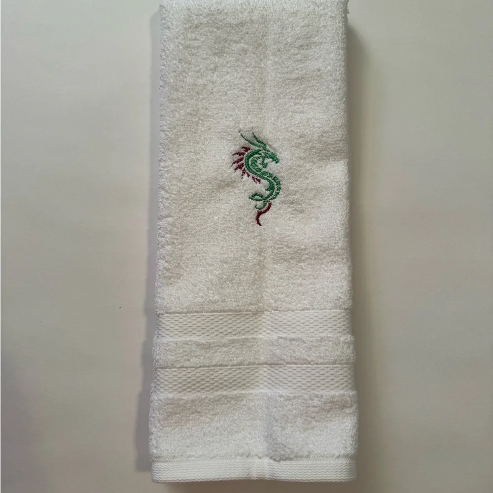 Mahjong Embroidered Dragon Hand Towel Hostess Gift Mahj Decor